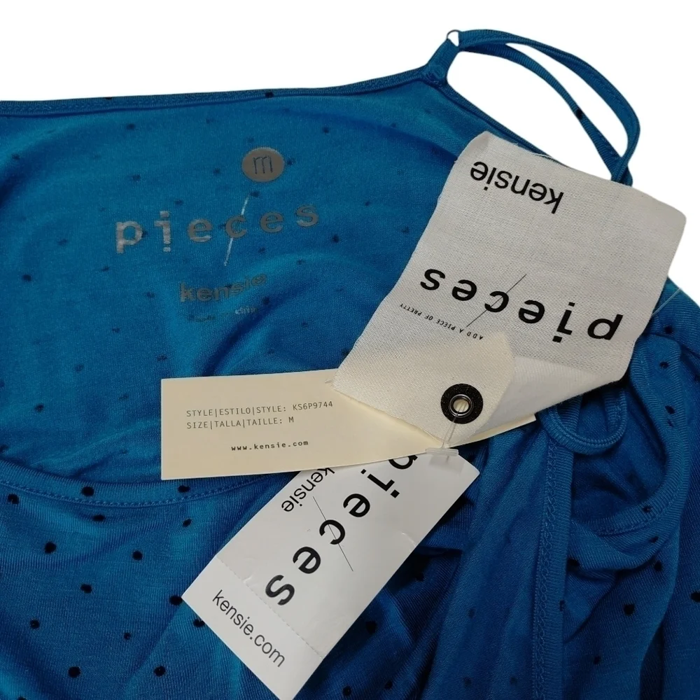 Pieces Kenzie Dress Women's Blue Black Dot Size M NWT - Picture 5 of 7